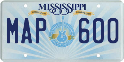 MS license plate MAP600