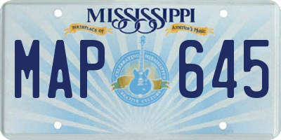 MS license plate MAP645