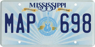 MS license plate MAP698