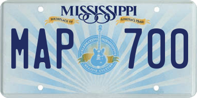 MS license plate MAP700