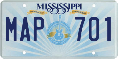 MS license plate MAP701