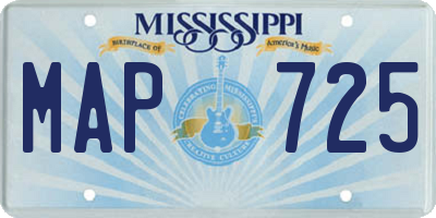 MS license plate MAP725