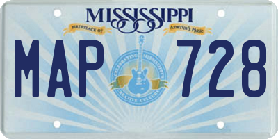MS license plate MAP728