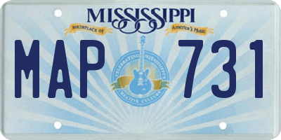 MS license plate MAP731