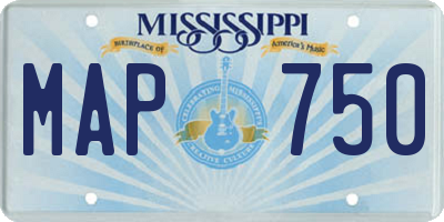 MS license plate MAP750