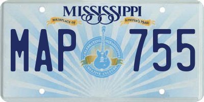 MS license plate MAP755