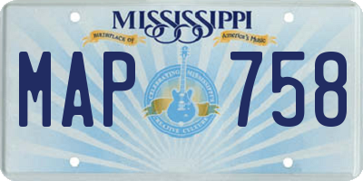 MS license plate MAP758