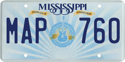 MS license plate MAP760