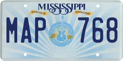 MS license plate MAP768