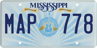 MS license plate MAP778