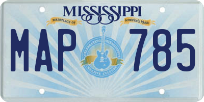 MS license plate MAP785