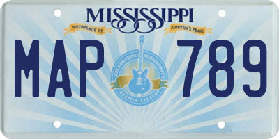 MS license plate MAP789