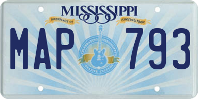 MS license plate MAP793