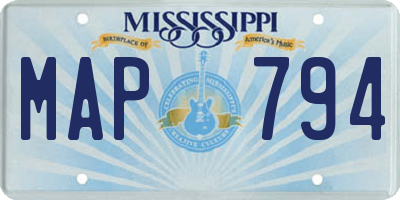 MS license plate MAP794