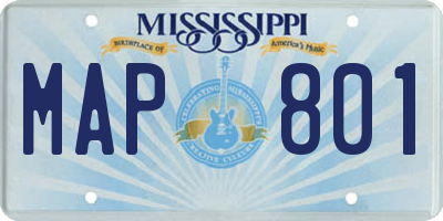 MS license plate MAP801
