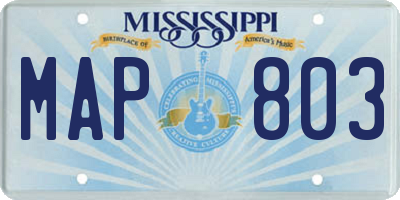 MS license plate MAP803