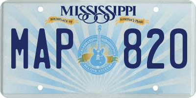 MS license plate MAP820