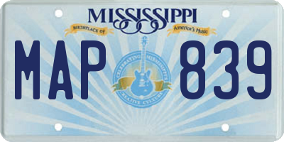 MS license plate MAP839