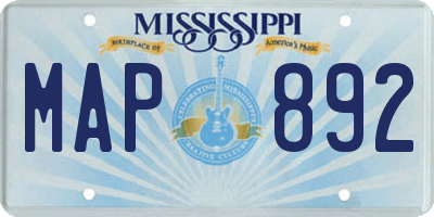 MS license plate MAP892