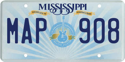 MS license plate MAP908