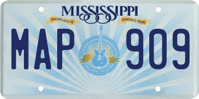 MS license plate MAP909