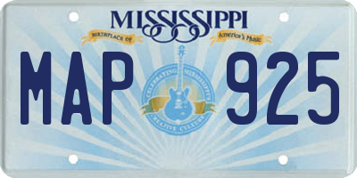 MS license plate MAP925