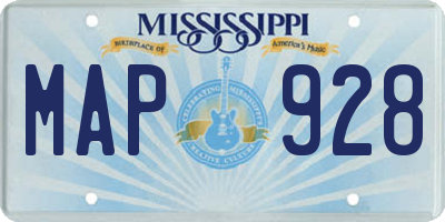 MS license plate MAP928