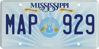 MS license plate MAP929