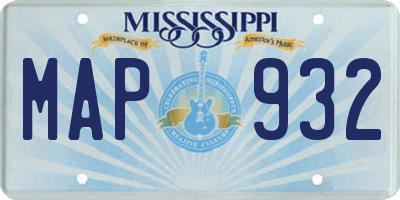 MS license plate MAP932