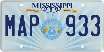 MS license plate MAP933