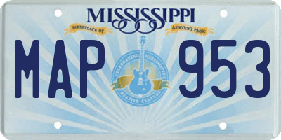 MS license plate MAP953