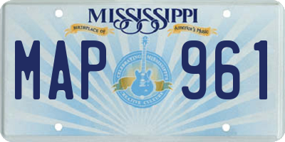 MS license plate MAP961