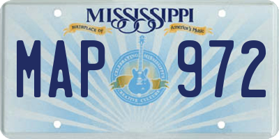 MS license plate MAP972