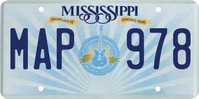 MS license plate MAP978