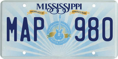 MS license plate MAP980