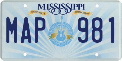 MS license plate MAP981
