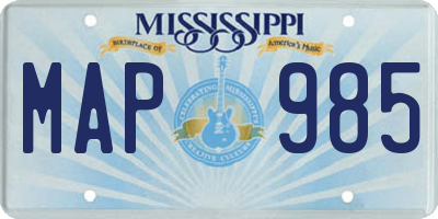 MS license plate MAP985