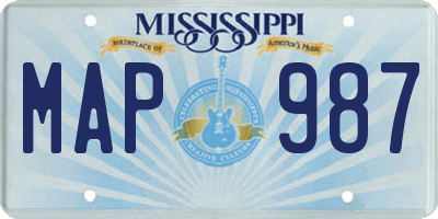 MS license plate MAP987