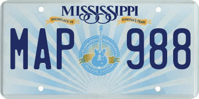 MS license plate MAP988