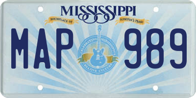 MS license plate MAP989