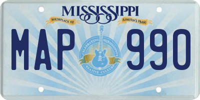 MS license plate MAP990