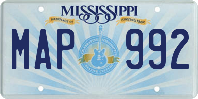 MS license plate MAP992