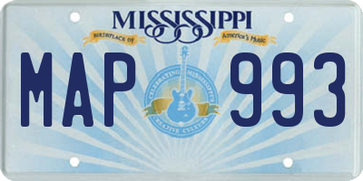 MS license plate MAP993