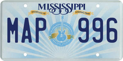 MS license plate MAP996