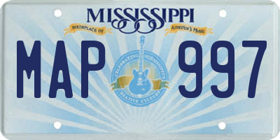 MS license plate MAP997