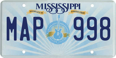 MS license plate MAP998