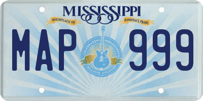 MS license plate MAP999