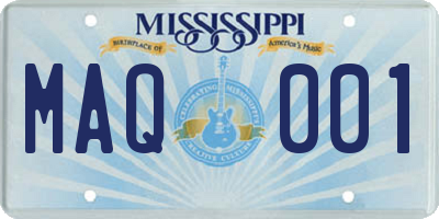 MS license plate MAQ001