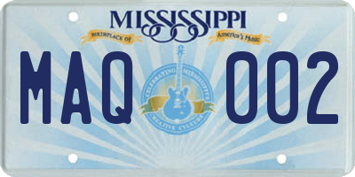MS license plate MAQ002