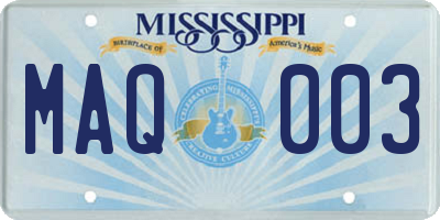 MS license plate MAQ003